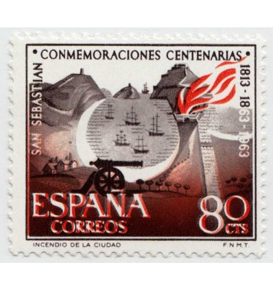 1963. Conmemoración San Sebastián. Variedad color desplazado. Edifil 1516