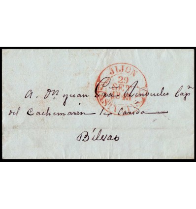 1845. Envuelta de Gijón (Asturias) a Bilbao. Baeza rojo