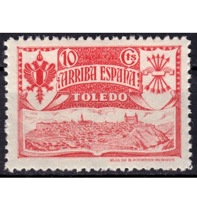 1936-1939. Guerra Civil. Vineta nacional. Toledo. Falange.