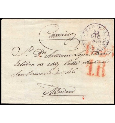1845. Frontal de Maqueda (Toledo) a Madrid . Baeza gris oscuro. Porteo 1R