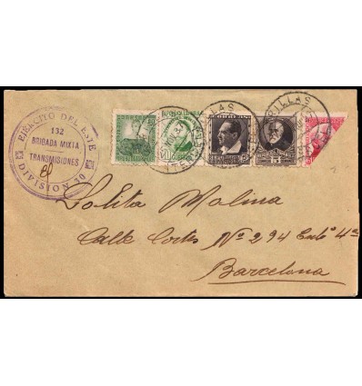 1937. Utrillas (Teruel). Guerra Civil. Ejército Este Brigada Mixta Transmisiones. Bisectado. Edfifil 663, 664, 682, 686