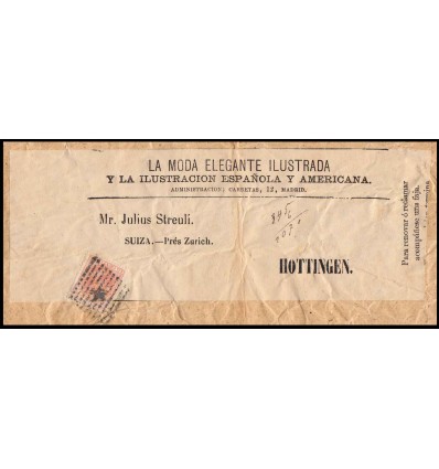 1882ca. Alfonso XII. Frontal Madrid. Faja periódicos. Triple porte