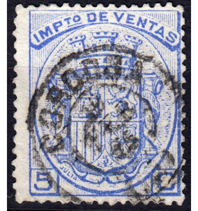 1875. Fiscal. Impuesto de ventas. Uso postal. Córdoba.