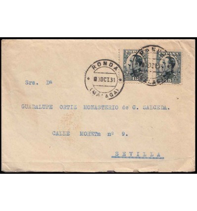 1931. Alfonso XIII. vaquer. Sobre Ronda (Málaga). Edifil 315