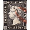 1850. Matasello prefilatélico rojo "0" de Zafra (Badajoz).