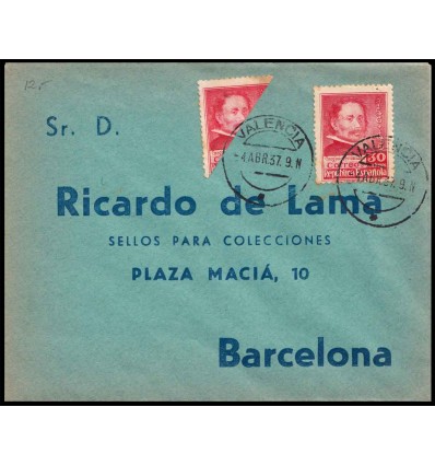 1937. Valencia. Bisectado. Edifil 726