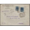 1923. Alfonso XIII. Medallón. Sobre certificado Barcelona. Doble porte. Edifil 277
