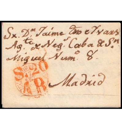 1842. Carta Arroyo del Puerco (Cáceres). Baeza rojo. Porteo 1R