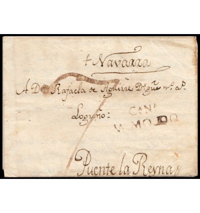 1820. Carta Mentridas (Toledo). Marca Valmojado negro. Porteo 7