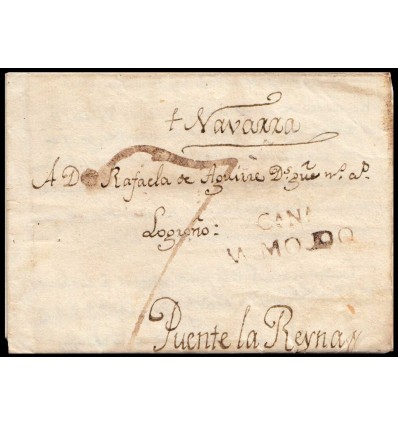 1820. Carta Mentridas (Toledo). Marca Valmojado negro. Porteo 7