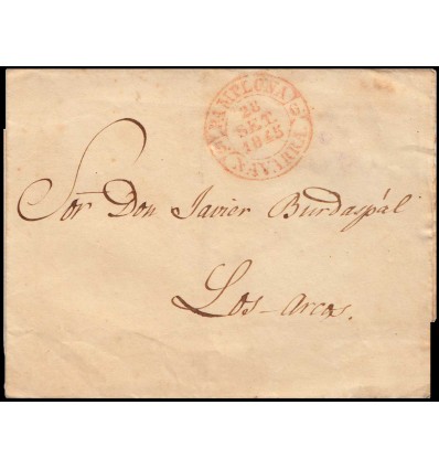 1845. Envuelta Pamplona (Navarra). Baeza rojo