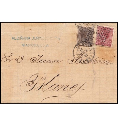1878. Alfonso XII. Sobre Barcelona. Impuesto guerra. Error fechador trébol. Edifil 188, 192