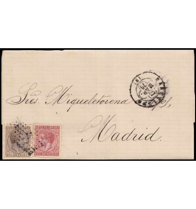 1879. Alfonso XII. Sobre Barcelona. Impuesto guerra. Error fechador trébol. Edifil 188, 192