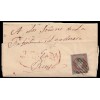 1855. Isabel II. Carta La Vega (Cantabria). Marca prefilatélica ONTANEDA rojo. Parilla negra. Edifil 40