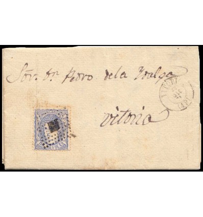 1871. Alegoría España. Envuelta Maestu (Alava). Fechador Vitoria. Rombo puntos. Edifil 107