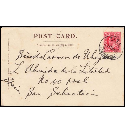 1905. Sello extranjero Inglaterra. Paquebot. Vigo (Pontevedra)