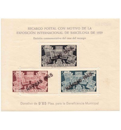 1929. Ayuntamiento Barcelona. Variedad color. Edifil NE32