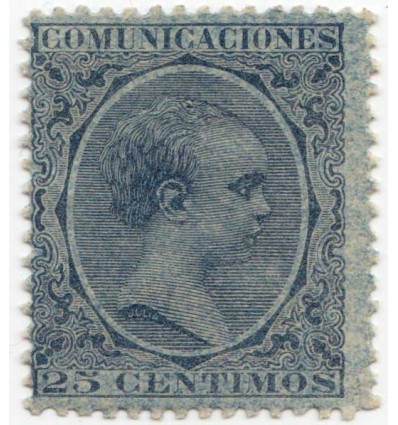 1889. Alfonso XIII. Pelón. Variedad papel. Edifil 221ib