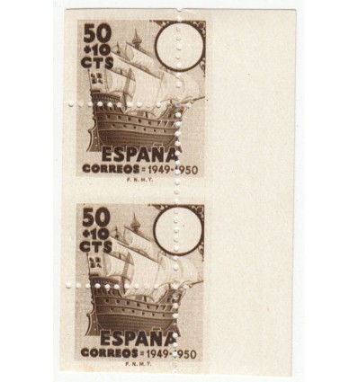 1949. Pro tuberculosos. Variedad impresión y dentado. Edifil 1068epx